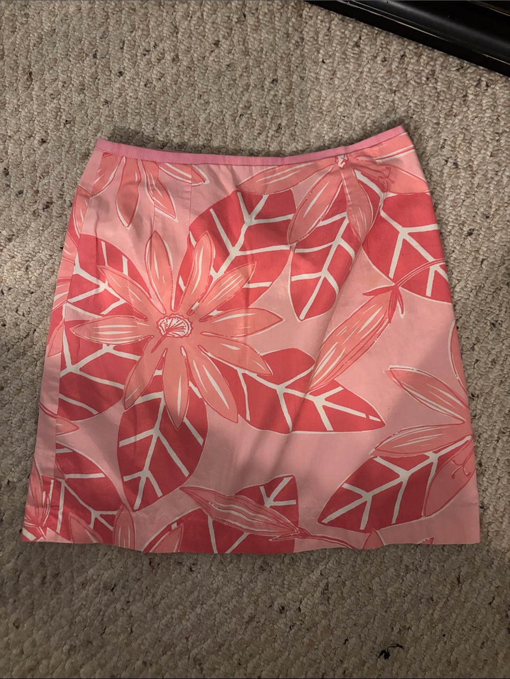 Lilly Pulitzer Coral and Light Pink Floral Mini Skirt
